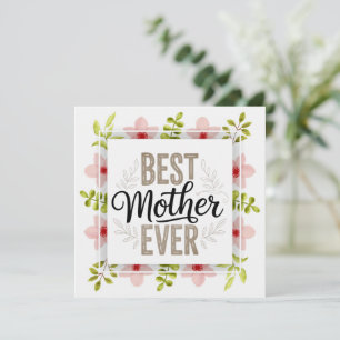 "Världens bästa mamma" Blommig mors dag Kort
