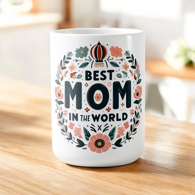 Världens bästa Mamma - Blommigtens krans Kaffemugg (Skapare uppladdad)