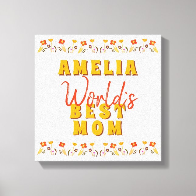 Världens Bästa Mamma Blommor Blommig Mors Dag Canvastryck (Framsida)