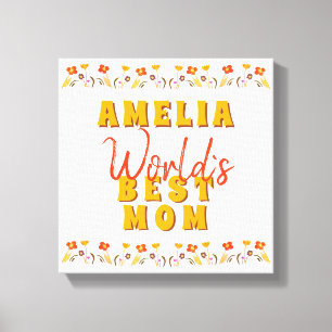 Världens Bästa Mamma Blommor Blommig Mors Dag Canvastryck