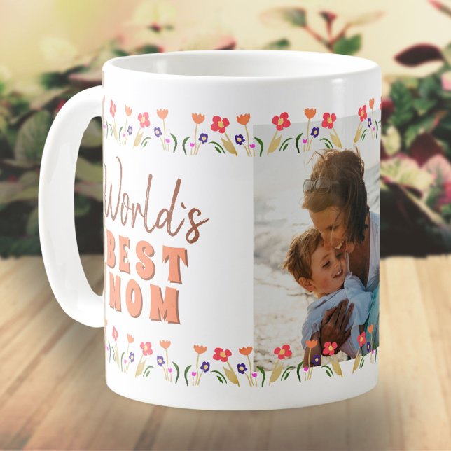 Världens Bästa Mamma Blommor Mors Dag Foto  Kaffemugg (Skapare uppladdad)