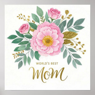 Världens bästa Mamma-blommor Poster