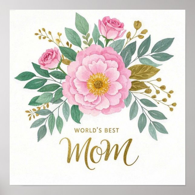 Världens bästa Mamma-blommor Poster (Framsidan)