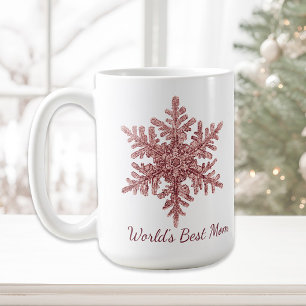 Världens Bästa Mamma Burgunder Snöflinga Kaffemugg