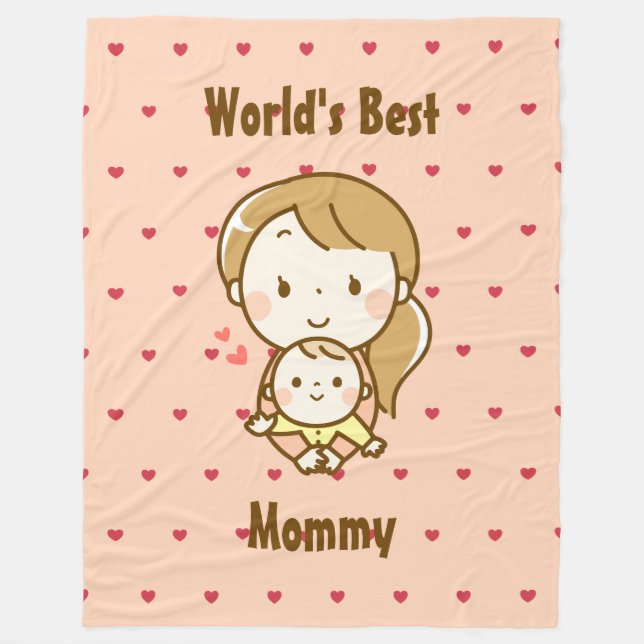 Världens bästa Mamma Cute Mors dag Kawaii-Tecknad Fleecefilt (Framsidan)