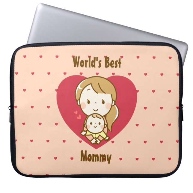 Världens bästa Mamma Cute Mors dag Kawaii-Tecknad Laptop Fodral (Framsidan)
