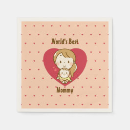 Världens bästa Mamma Cute Mors dag Kawaii-Tecknad Pappersservett