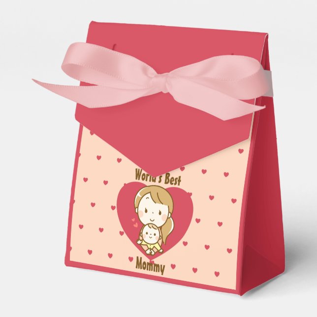 Världens bästa Mamma Cute Mors dag Kawaii-Tecknad Presentaskar (Framsidan Sidan)