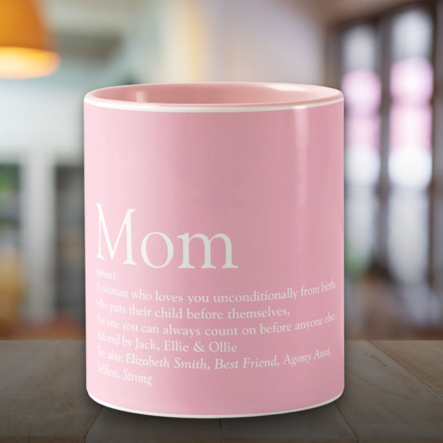 Världens Bästa Mamma Definition Citat Rolig Rosa Två-Tonad Mugg (World's Best Mom Definition Quote Fun Pink Two-Tone Coffee Mug)