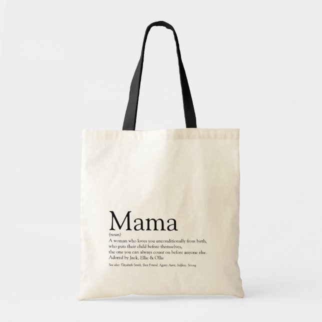 Världens Bästa Mamma Definition Citat Tygkasse (Framsidan)