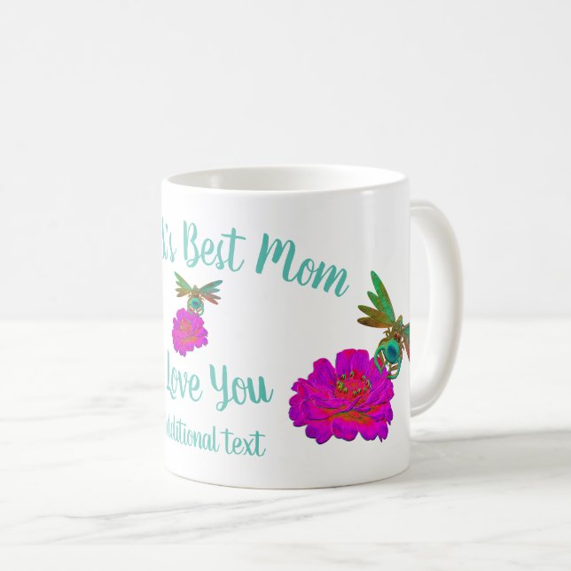 Världens bästa Mamma Dragonfly Zinnia-Personlig Kaffemugg (Framsida höger)