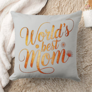 Världens Bästa Mamma Elegant Blommig Typografi Pre Kudde