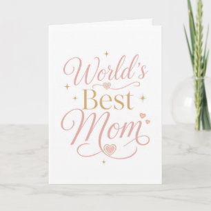 Världens Bästa Mamma Elegant Rosa Guld Typografi Kort