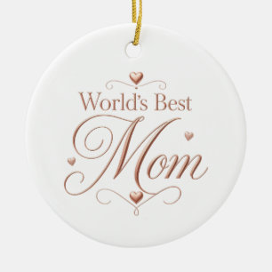 Världens Bästa Mamma Elegant RosenGuld Typografi Julgransprydnad Keramik