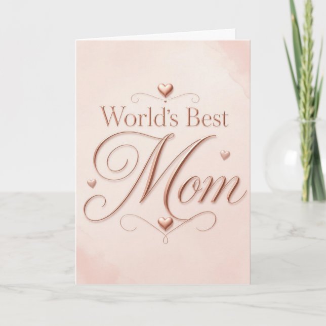 Världens Bästa Mamma Elegant RosenGuld Typografi Kort (Framsida)
