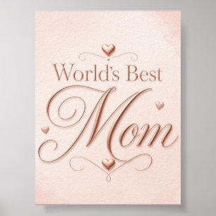 Världens Bästa Mamma Elegant RosenGuld Typografi Poster