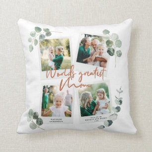 Världens bästa Mamma eucalyptus multifoto-chic Kudde