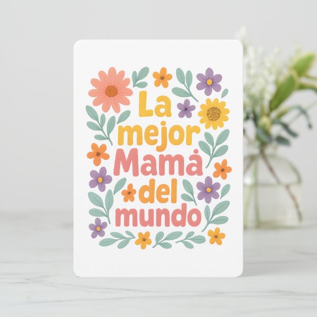 Världens Bästa Mamma Färgglad Blommig Meddelande (Stående Fram)