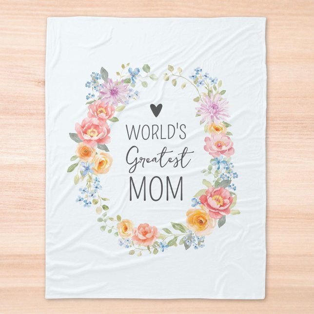 Världens Bästa Mamma Färgglad Blommig Mors Dag Fleecefilt (Skapare uppladdad)