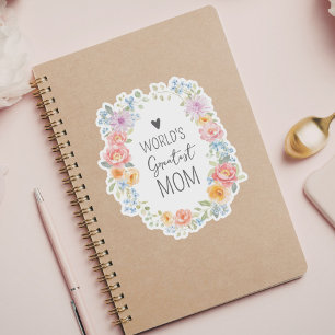 Världens Bästa Mamma Färgglad Blommig Mors Dag Klistermärken