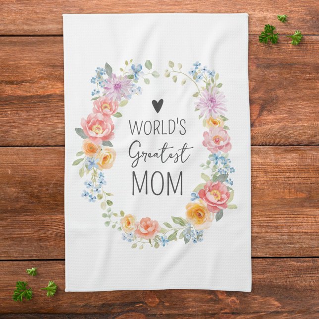 Världens Bästa Mamma Färgglad Blommig Mors Dag Kökshandduk (Skapare uppladdad)