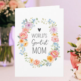 Världens Bästa Mamma Färgglad Blommig Mors Dag Kort