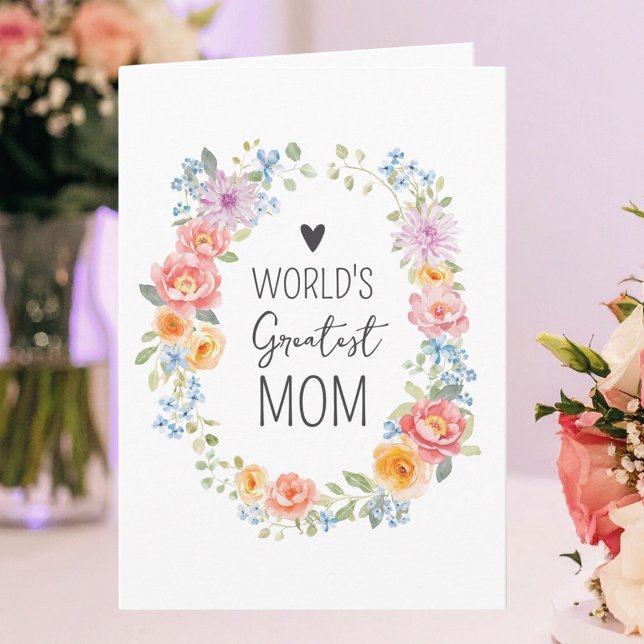 Världens Bästa Mamma Färgglad Blommig Mors Dag Kort (Skapare uppladdad)