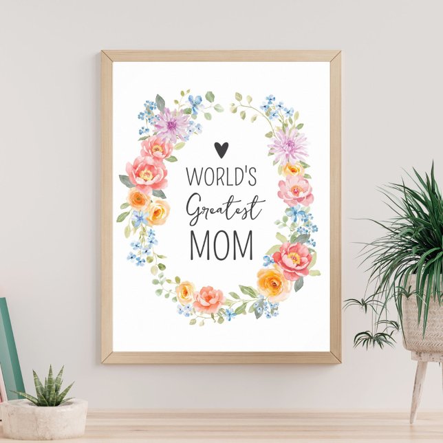 Världens Bästa Mamma Färgglad Blommig Mors Dag Poster (Skapare uppladdad)