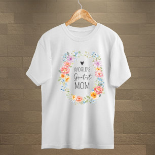 Världens Bästa Mamma Färgglad Blommig Mors Dag T Shirt