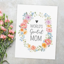 Världens Bästa Mamma Färgglad Blommig Mors Dag