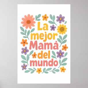 Världens Bästa Mamma Färgglad Blommig Poster