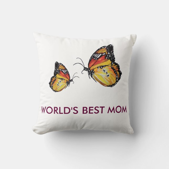 Världens bästa Mamma-fjärilar Kudde (Framsida)
