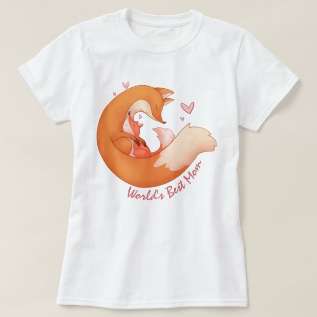 Världens bästa Mamma - Fox Mamma och Baby T-Shirt (Design framsida)