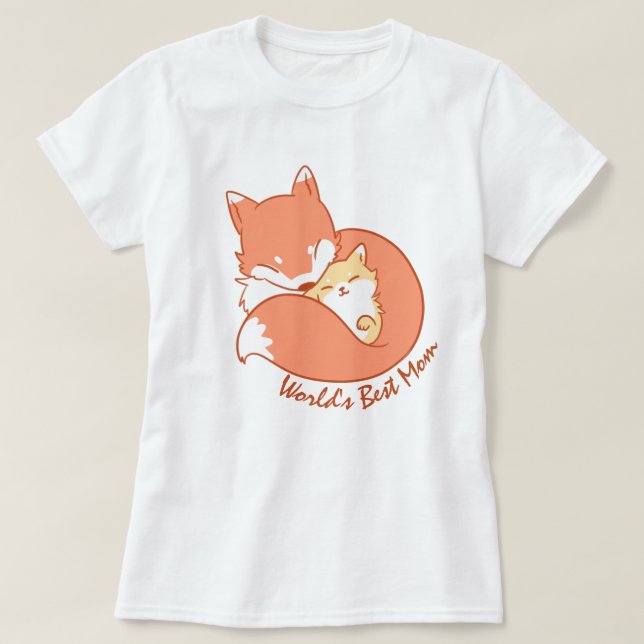 Världens bästa Mamma - Fox Mamma och Baby T-Shirt (Design framsida)