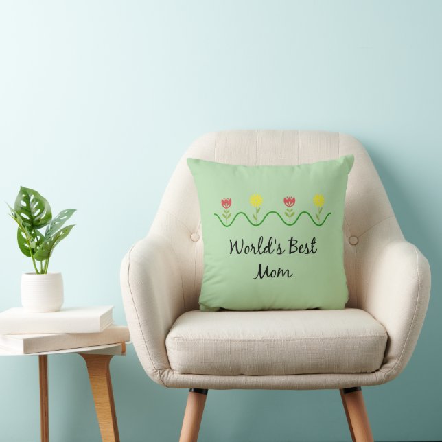 "Världens bästa mamma" grafisk blommig design Kudde (Stol)