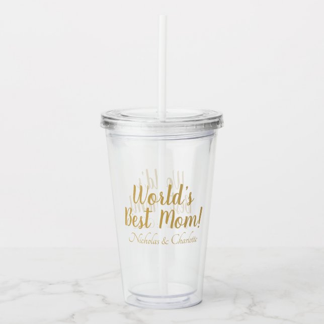 Världens bästa Mamma guld anpassningsbar-skript sö Take Away Mugg (Framsida)