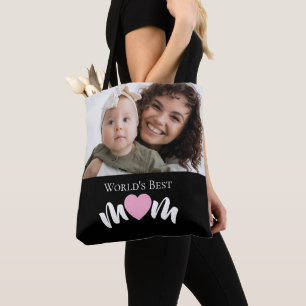 Världens Bästa Mamma Hjärtfoto Anpassad Tygkasse