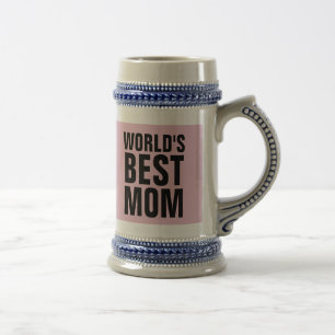VÄRLDENS BÄSTA MAMMA KAFEE ROSA BEER STEIN SEJDEL