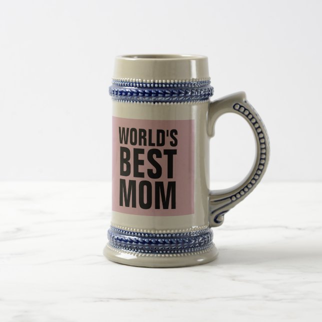 VÄRLDENS BÄSTA MAMMA KAFEE ROSA BEER STEIN SEJDEL (Höger)
