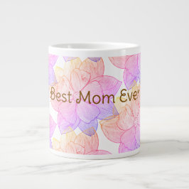 "Världens bästa mamma" Konstnärlig blomster stor m Jumbo Mugg