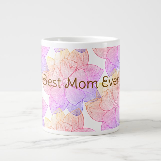 "Världens bästa mamma" Konstnärlig blomster stor m Jumbo Mugg (Framsidan)