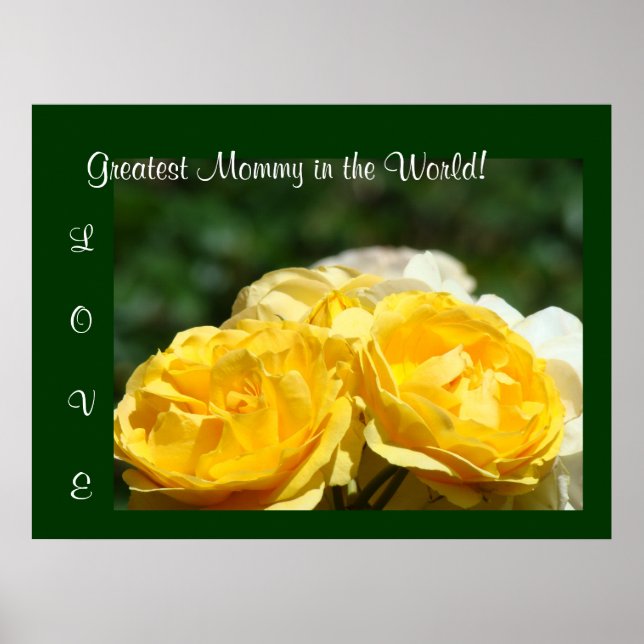 Världens bästa mamma! konsttryck KÄRLEK Rosor Poster (Framsidan)