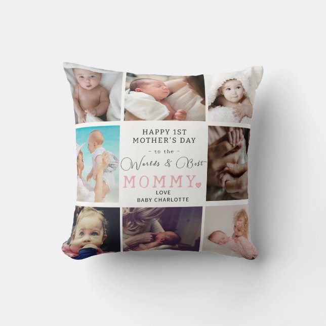 Världens bästa Mamma - Lycklig 1:a Mor-dagen Kudde (Framsida)