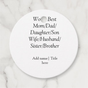 Världens bästa mamma-make-fru, pappa-dotter gåvor etiketter