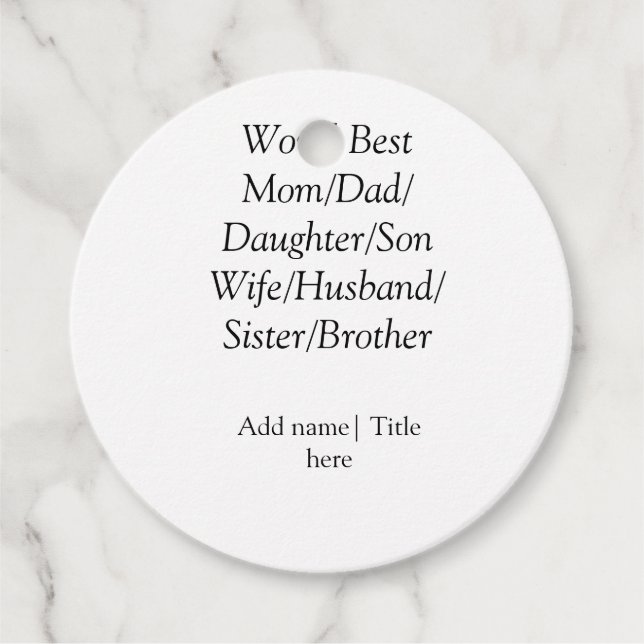 Världens bästa mamma-make-fru, pappa-dotter gåvor etiketter (Framsida)