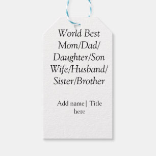 Världens bästa mamma-make-fru, pappa-dotter presentetikett