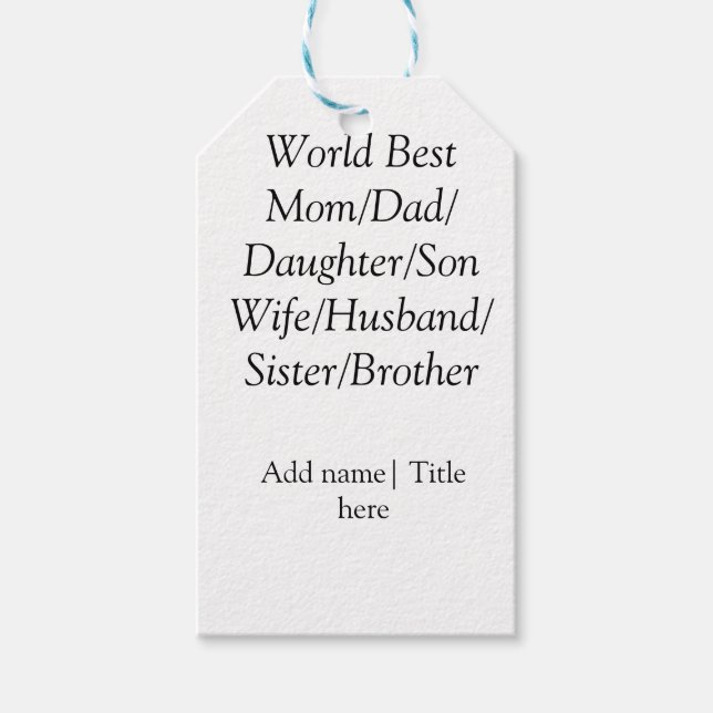 Världens bästa mamma-make-fru, pappa-dotter presentetikett (Framsidan)