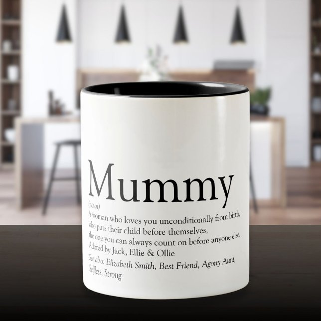 Världens Bästa Mamma Mamma Definition Citat Två-Tonad Mugg (World's Best Mummy Mom Mum Definition Quote Two-Tone Coffee Mug)