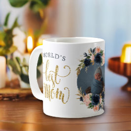 Världens bästa Mamma-marinens Rosa-Blommigt Botani Kaffemugg