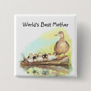 Världens bästa Mamma med Anka och Ducklings Knapp